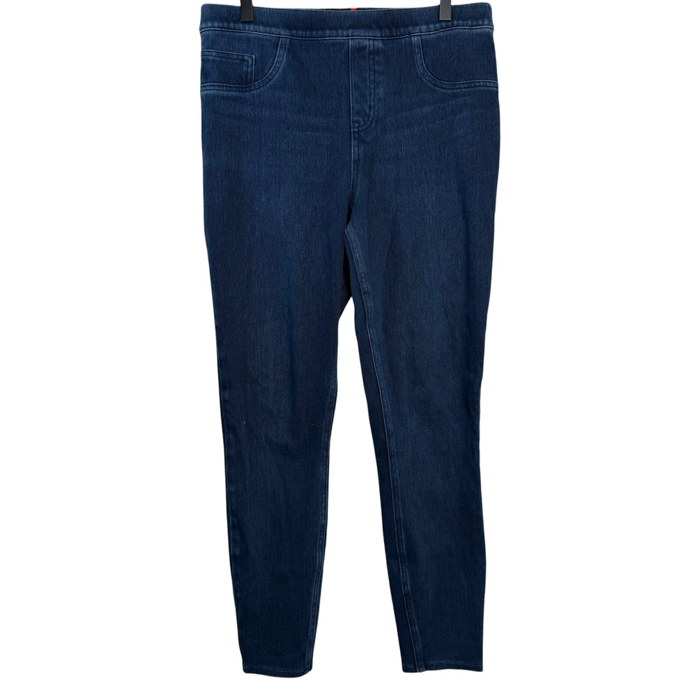 Spanx Womens Jean-ish Ankle Leggings Dark Indigo Blue Pull On L Skinny Denim